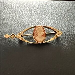 Elegant Gold Cameo Brooch